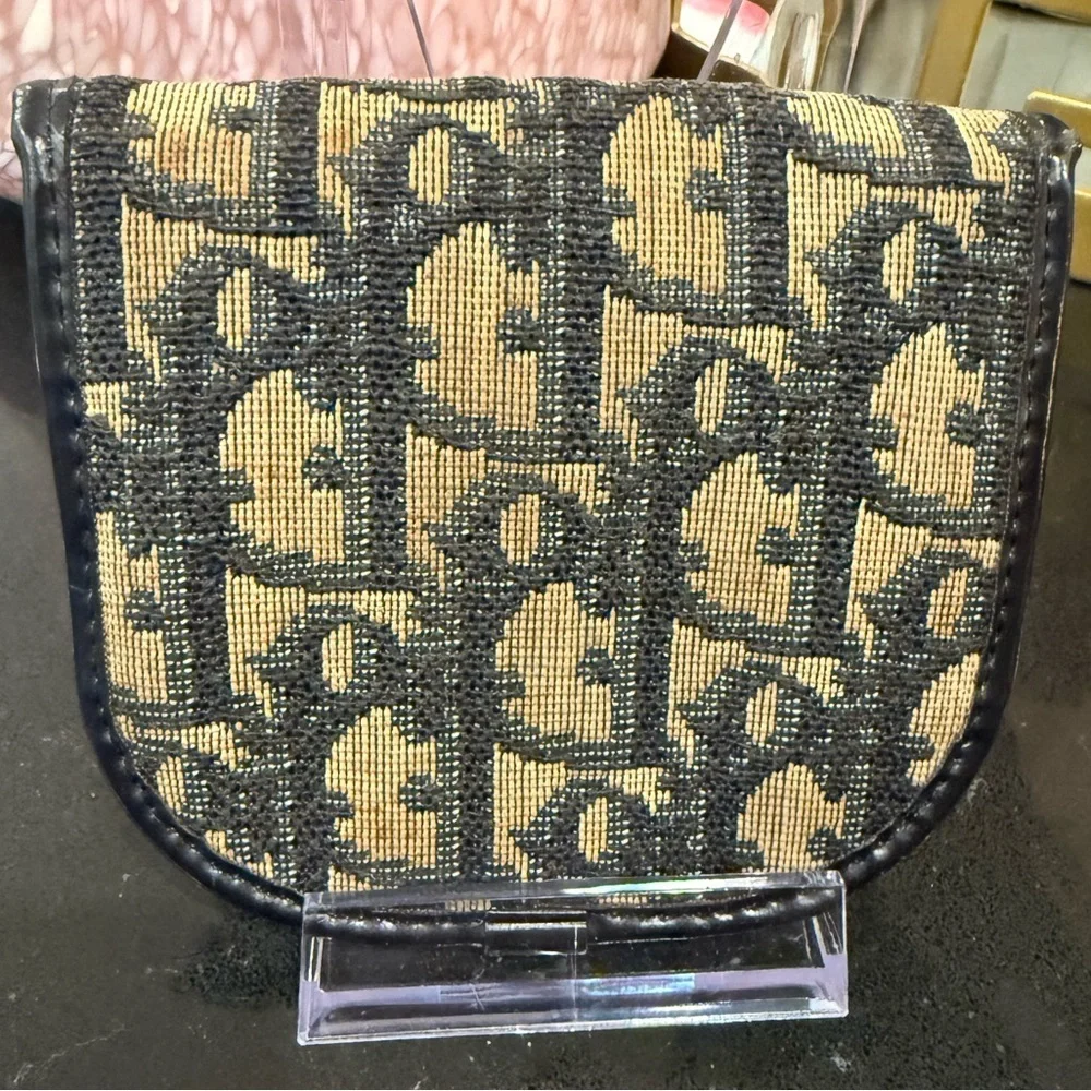 Dior Black and Tan Monogram Wallet